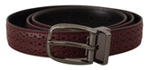 Dolce & Gabbana Brown Perforated Leather Metal Buckle Belt -   -  Dolce & Gabbana.